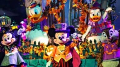 Donald’s Halloween Treat Cavalcade parade featuring Mickey Mouse and friends at Shanghai Disneyland Resort