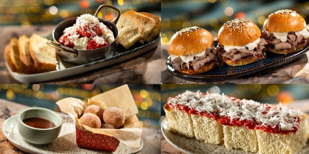 Step into the lively Hurly-Burly at BoardWalk Lounge in Disney World and treat yourself to theme park favorites: classic meatballs paired with fresh bread, juicy sliders, sweet doughnuts served with dipping sauce, and cheesy bread loaded with savory sauce.