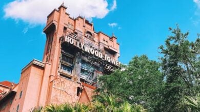 The iconic Hollywood Tower Hotel facade (The Twilight Zone Tower of Terror) at Disney's Hollywood Studios