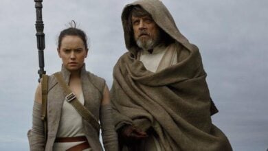 Mark Hamill as Luke Skywalker and Rey in 'Star Wars: The Last Jedi'