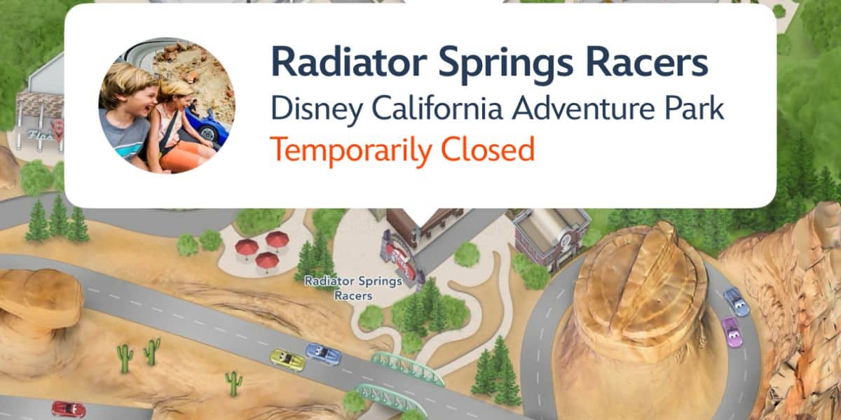 The Disneyland Resort app lists Radiator Springs Racers as "temporarily closed" on September 30.