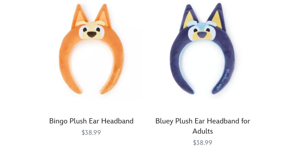 Bingo and Bluey plush ear headbands priced at $38.99