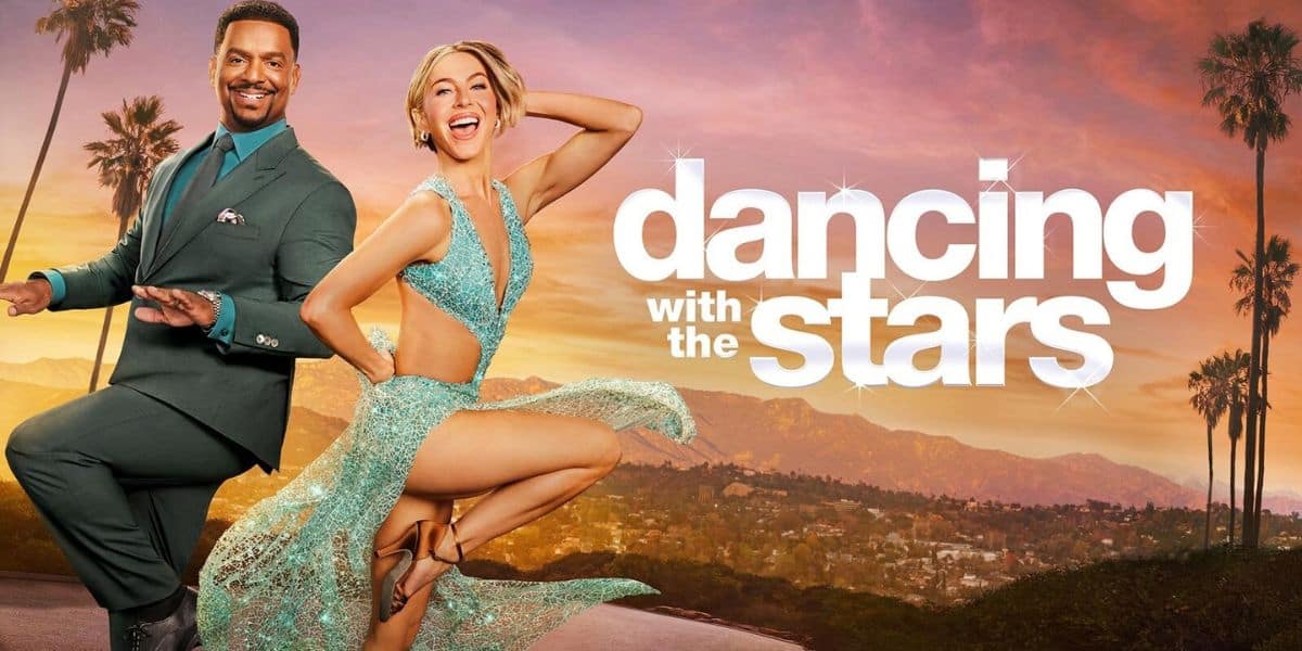 Alfonso Ribeiro and Julianne Hough on the Dancing With the Stars set.