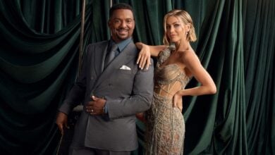 Alfonso Ribeiro and Julianne Hough on the set of Dancing With The Stars.