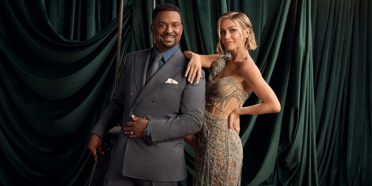 Alfonso Ribeiro and Julianne Hough on the set of Dancing With The Stars.