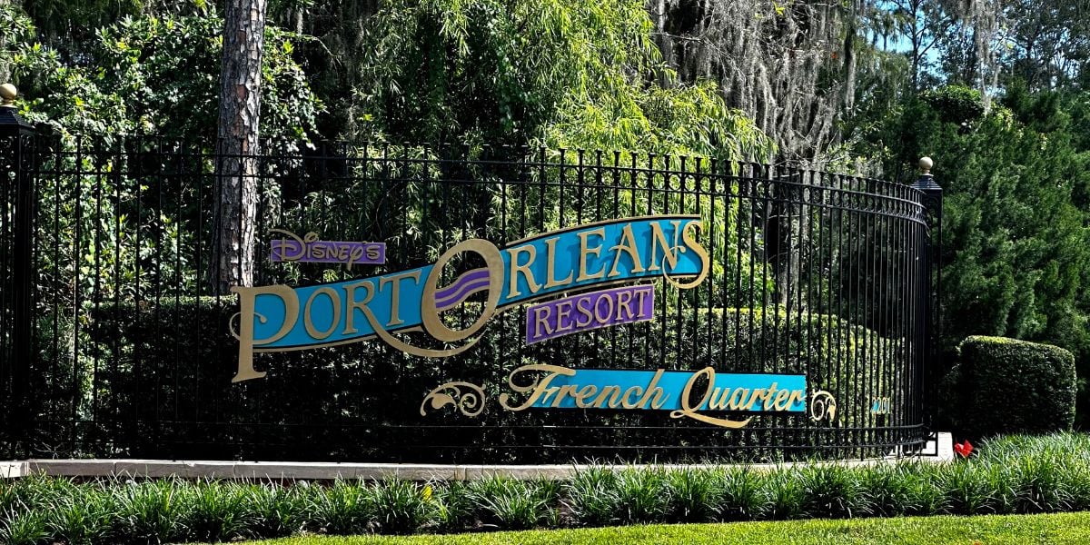Entrance sign at Disney’s Port Orleans Resort - French Quarter.